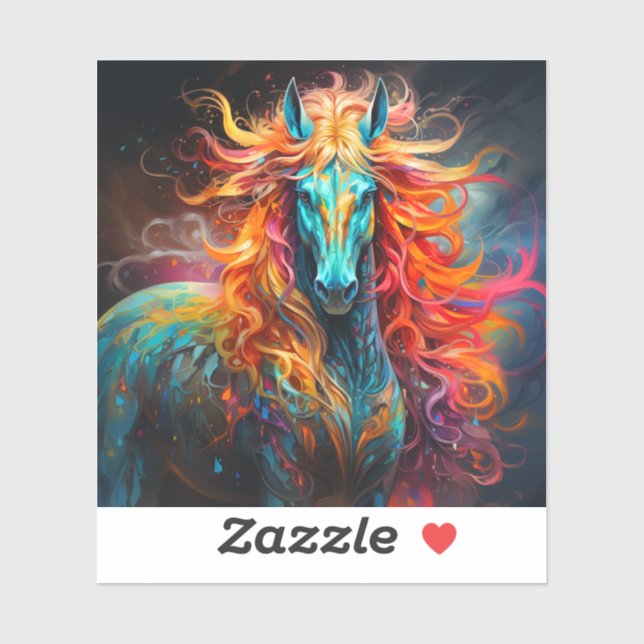 Künstlerisches Pferd Aufkleber (Blatt)