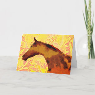 Künstlerisches Pferd in Goldtönen Kunst Notizkarte Karte