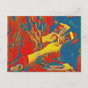 Künstlerisches Physisches Tarot Lesen Postkarte