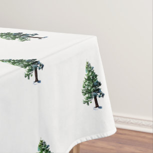 Künstlerisches Pine Tree Wasserfarbenes Muster Wei Tischdecke