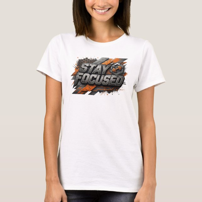 Künstlerisches Pink STAY FOCUSED Statement T-Shirt (Vorderseite)