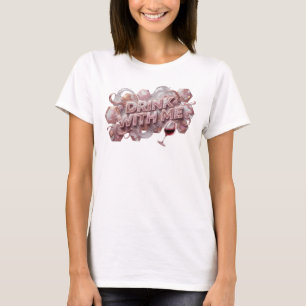 Künstlerisches Pink TRINK MIT MIR Shirt-Design T-Shirt