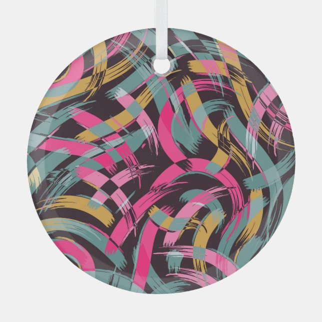 Künstlerisches Pinselstrichmuster Ornament Aus Glas (Vorderseite)