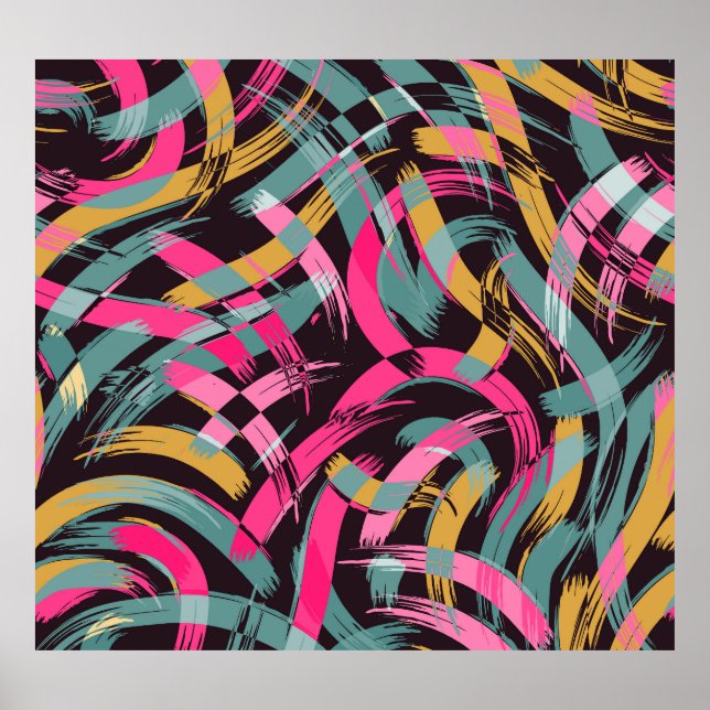 Künstlerisches Pinselstrichmuster Poster (Vorne)