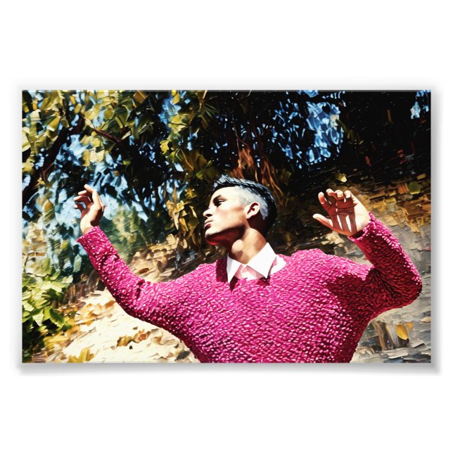 Künstlerisches Portrait des Menschen in lebendigem Fotodruck (Vorne)