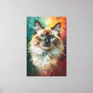 Künstlerisches Ragdoll Cat Portrait Vibranit Ölgem Leinwanddruck