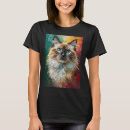 Künstlerisches Ragdoll Cat Portrait Vibranit Ölgem T-Shirt