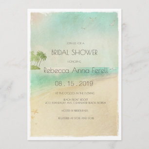 Künstlerisches Retro Vintages Friedlich Beach Brau Einladung