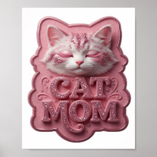 Künstlerisches Rosa CAT MOM 3D-Textkunst Poster