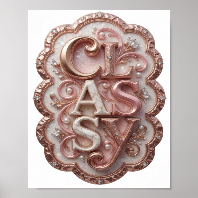 Künstlerisches Rosa CLASSY Poster (Vorne)