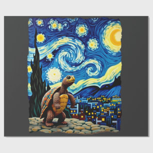 Künstlerisches Schildkröten-Shirt Sternennacht-Sch Geschenkpapier