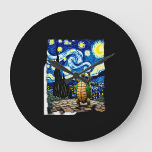 Künstlerisches Schildkröten-Shirt Sternennacht-Sch Große Wanduhr
