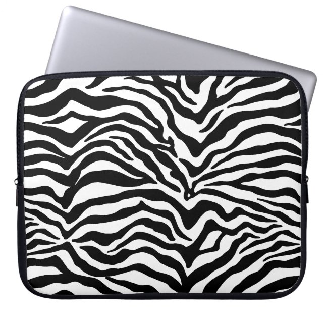 Künstlerisches Schwarz-weißes Funky Zebra Druckmus Laptopschutzhülle (Vorderseite)