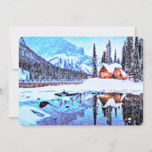 Künstlerisches See-Chalet laden ein Einladung (Vorderseite)