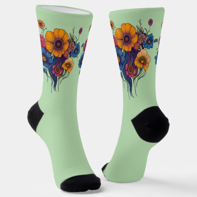 Künstlerisches Set schöner Blume Socken (Gewinkelt)