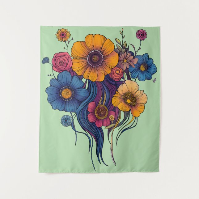 Künstlerisches Set schöner Blume Wandteppich (Vorderseite)