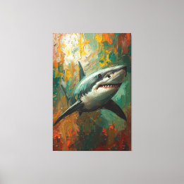 Künstlerisches Shark Portrait Lebende Ölgemälde Leinwanddruck
