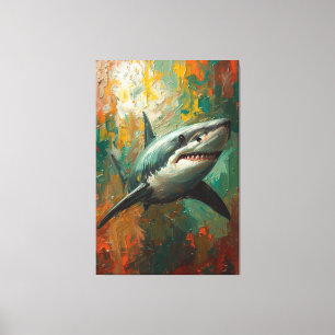 Künstlerisches Shark Portrait Lebende Ölgemälde Leinwanddruck