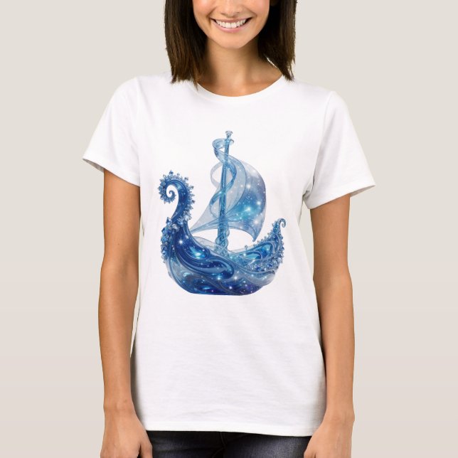 Künstlerisches Silber ICE CRYSTAL SHIP T-Shirt (Vorderseite)