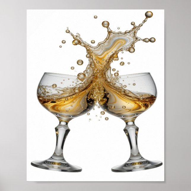Künstlerisches Silber WHISKY SPLASH Poster (Vorne)