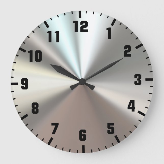 Künstlerisches silbernes Metall Große Wanduhr (Vorderseite)