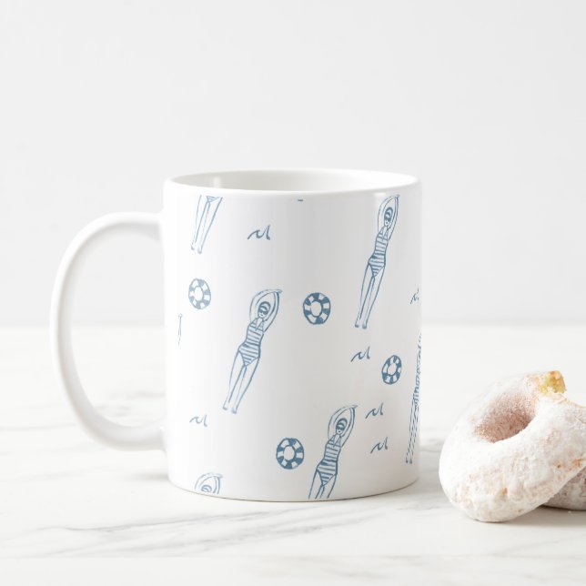Künstlerisches Snychro Schwimmteam Girls blaues Mu Kaffeetasse (Mit Donut)