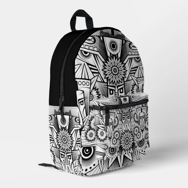 Künstlerisches Stammesdesign Bedruckter Rucksack (Rückseitige Ecke links)