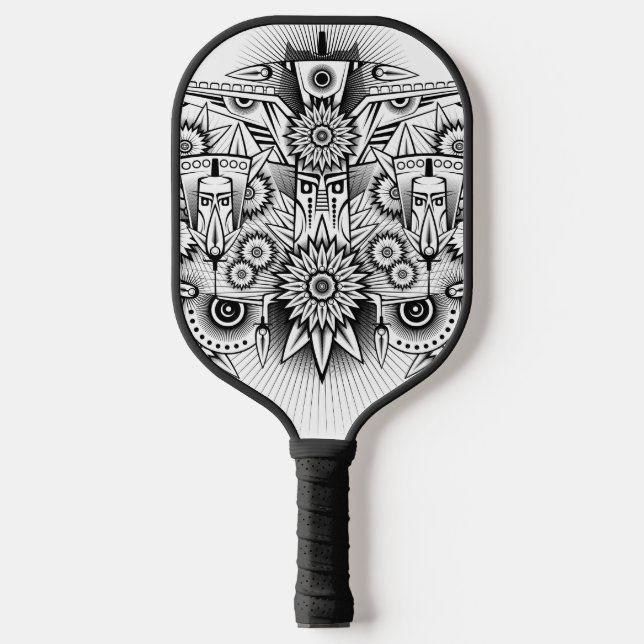 Künstlerisches Stammesdesign Pickleball Schläger (Vorderseite)