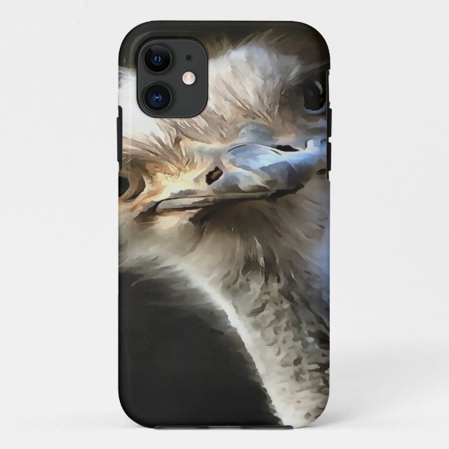 Künstlerisches Straußenportrait mit goofy expressi Case-Mate iPhone Hülle (Rückseite)