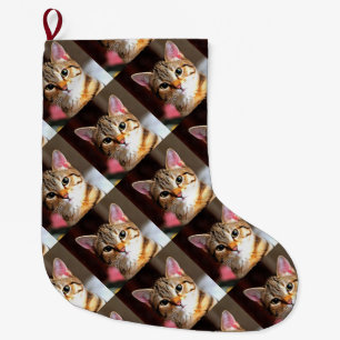 Künstlerisches Tabby Cat Kitten Portrait Großer Weihnachtsstrumpf
