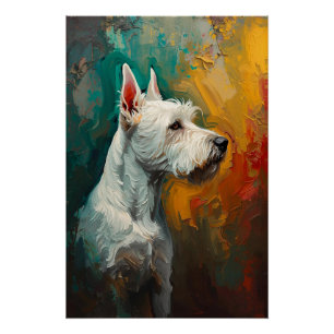 Künstlerisches Terrier-Hundeporträt Lebendige Ölge Poster