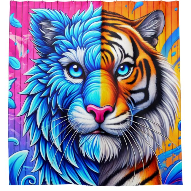 Künstlerisches Tiger-Design Duschvorhang (Vorderseite)