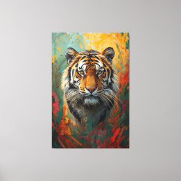 Künstlerisches Tiger Portrait Vibranit Ölgemälde Leinwanddruck
