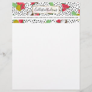 Künstlerisches tropisches Fruchtpolka Dots Wasserf Briefbogen