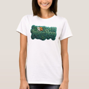 Künstlerisches Türkis IRISCH UND STOLZ 3D-Textkuns T-Shirt