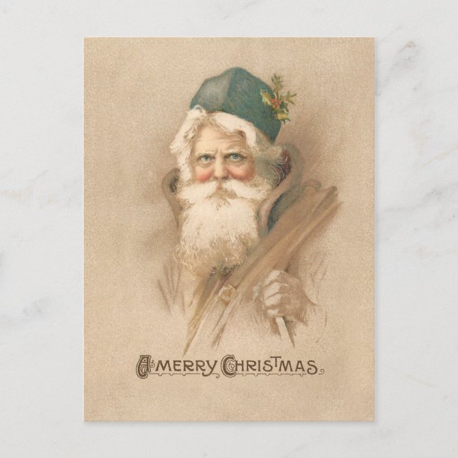 Künstlerisches Vintages Weihnachtsportrait Postkarte (Vorderseite)