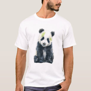 Künstlerisches Wasserfarben-Panda-Porträt Grüne Mä T-Shirt