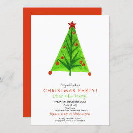 Künstlerisches Weihnachtsbaum Festliches Party Einladung
