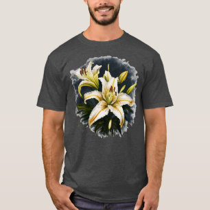 Künstlerisches White Lilies Vector Design T-Shirt