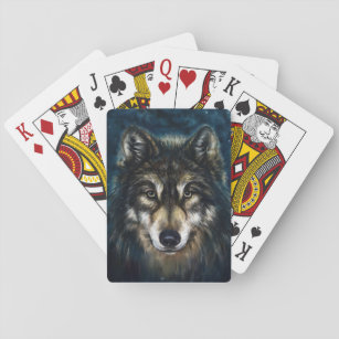 Künstlerisches Wolf-Gesichts-Spielkarten Spielkarten