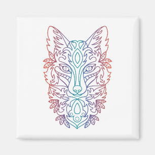 Künstlerisches Wolfsgesicht Magnet