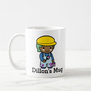 Künstlerjunge mit lila Malerei personalisieren Kaffeetasse