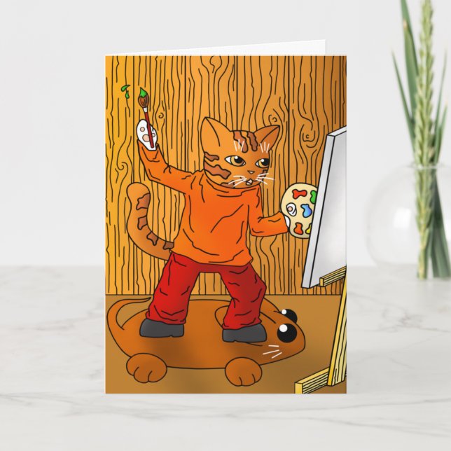 Künstlerkatze Karte (Vorderseite)