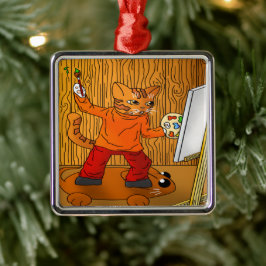 Künstlerkatze Ornament Aus Metall