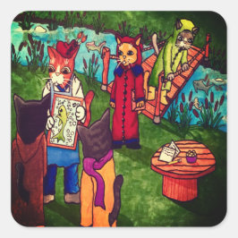 Künstlerkatze Rechteckkleben Quadratischer Aufkleber