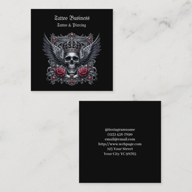 Künstlersalon Tattoo Business Card Quadratische Visitenkarte (Vorne/Hinten)