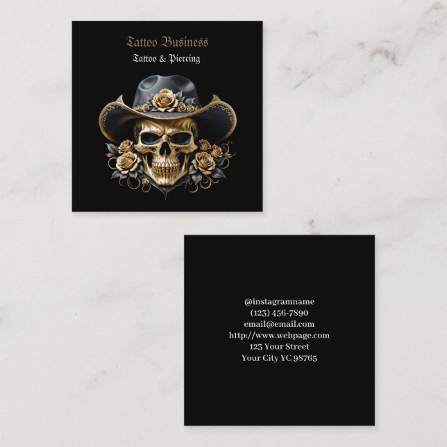 Künstlersalon Tattoo Business Card Quadratische Visitenkarte (Vorne/Hinten)