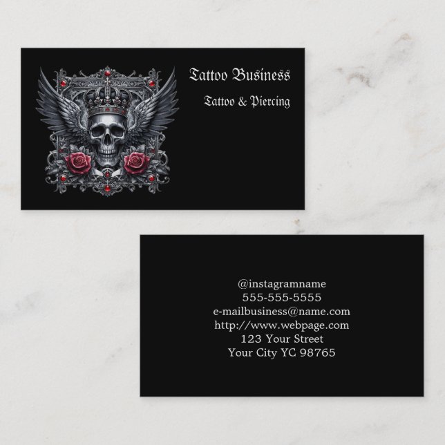 Künstlersalon Tattoo Business Card Visitenkarte (Vorne/Hinten)