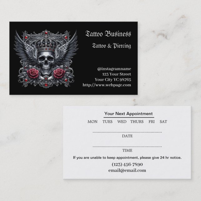 Künstlersalon Tattoo Business Card Visitenkarte (Vorne/Hinten)