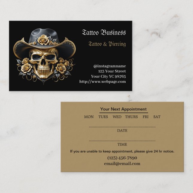 Künstlersalon Tattoo Business Card Visitenkarte (Vorne/Hinten)